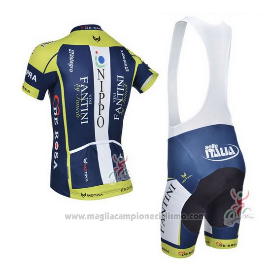 2013 Abbigliamento Ciclismo Vini Fantini Verde e Blu Manica Corta e Salopette